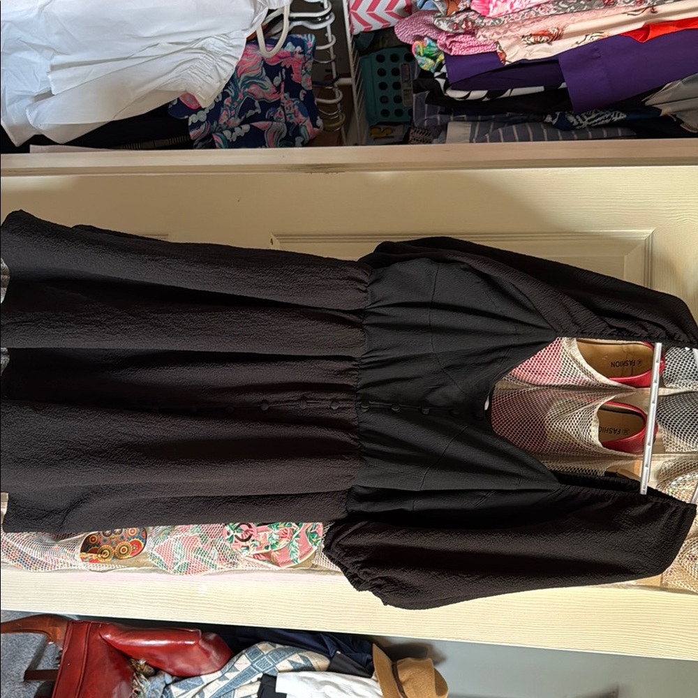 Elegant Black Button-Up Dress